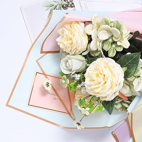 Miniatura 3 de 40 hojas de papel de regalo de flores impermeables con 48 piezas de decoración de mariposa dorada 3D, 100 alfileres de perlas y cinta de satén de 25