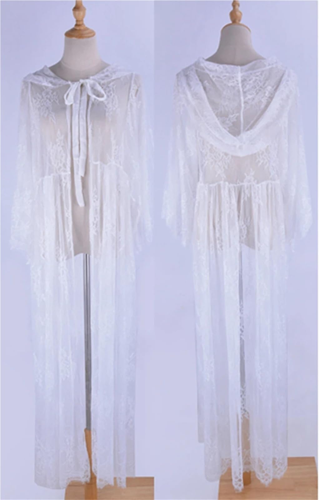 Copricostume Donna Copricostume da Spiaggia in Pizzo Trasparente con Cappuccio Cardigan Lungo Abito Bagno Donna Costume in Caftano Tunica