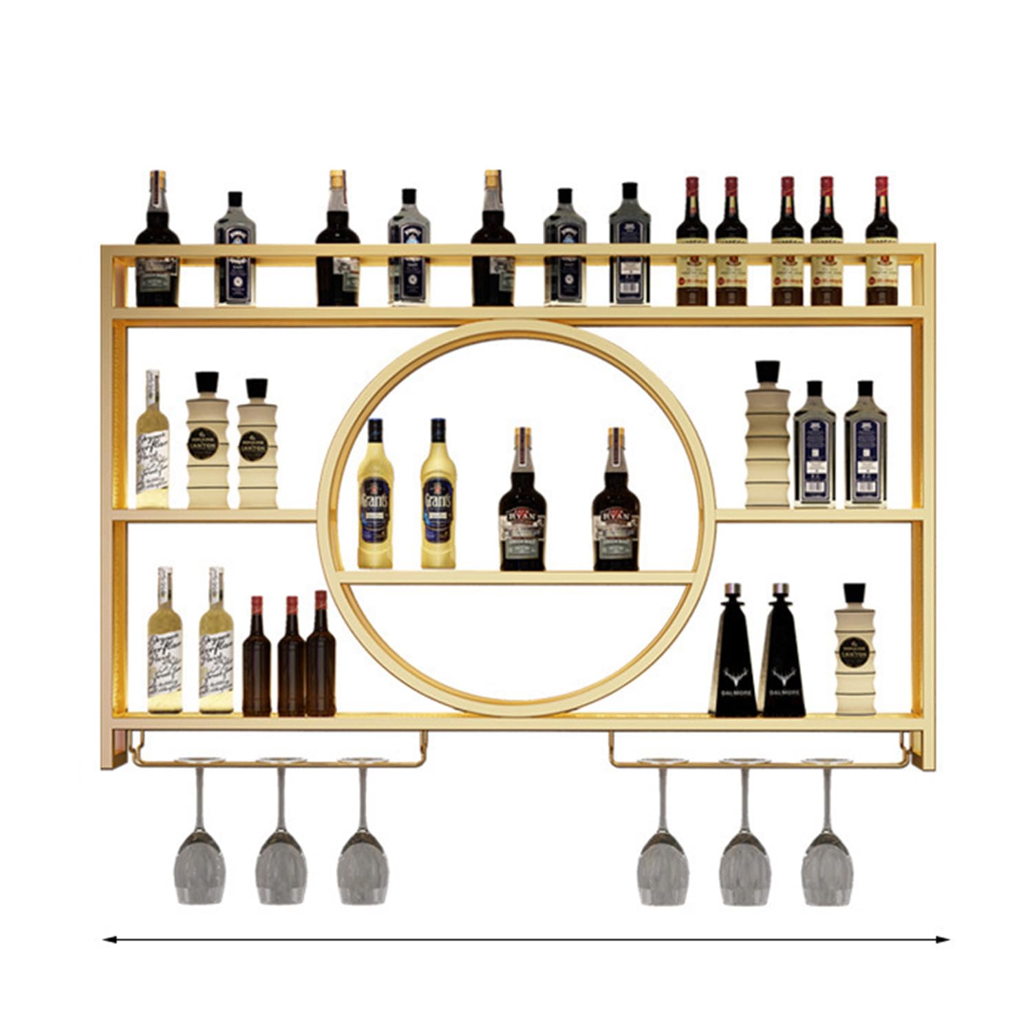 Moderno portabottiglie a LED, 100 cm, in metallo dorato e vetro, design per bar, ristoranti e casa, elegante display con illuminazione, perfetto per gli amanti del vino e gli intrattenitori