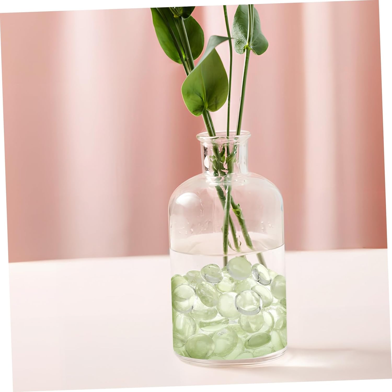 500pcs Clear Flat Glass Beads for Vases Durable Decorative Rocks Transparent Marbles for Aquarium Filler Home Centerpieces and DIY Projects