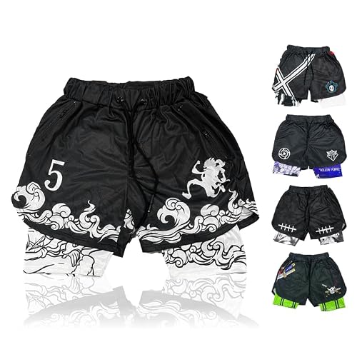 CROWN Anime Shorts Luffy Mesh Compression Gym Shorts