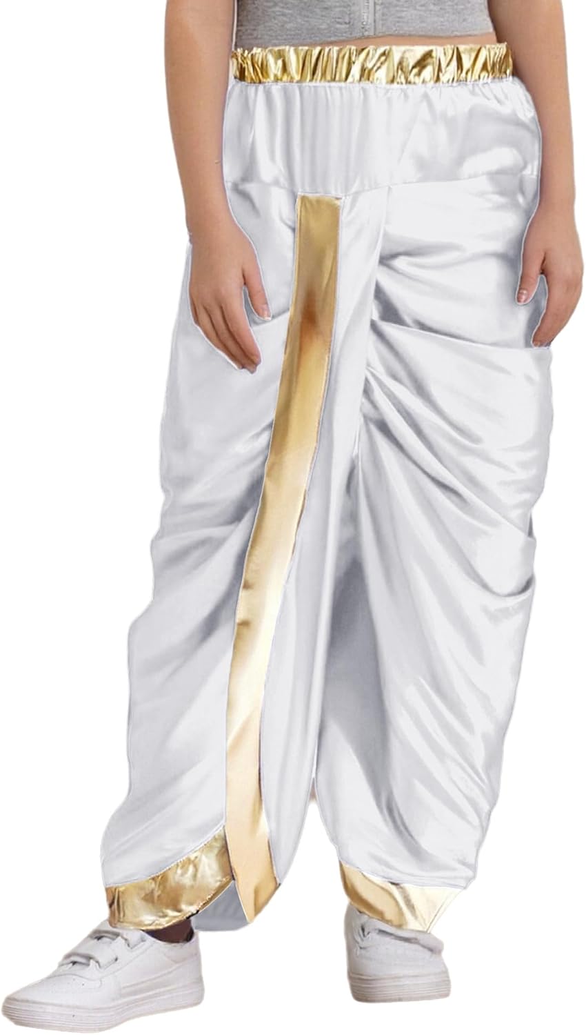 FEESHOW Kids Boys Satin Dhoti Pants Belly Dance Pants India Ethnic Hipple Dance Bottoms Harem Loose Casual Trousers