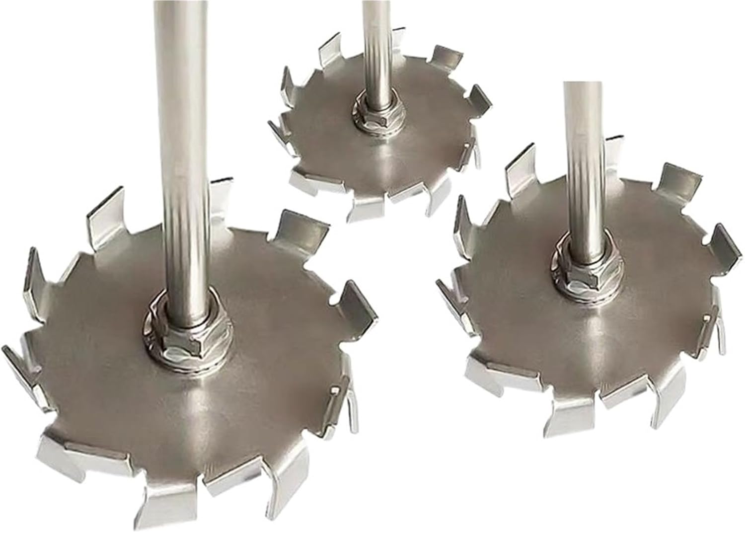 1set Laboratory 304 Stainless Steel Sawtooth Disc Stirrer, Dispersive disc Agitator with Stirring Rod(40mm Disk with Rod)