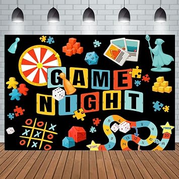 10x7ft Game Night Backdrop Game Party Decorations Chess Card Photograhy Background Playing Card Party Supplies Gamble Gaming Kids Adults Birthday Party Photo Booth Props