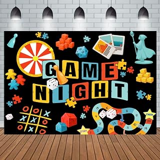 10x7ft Game Night Backdrop Game Party Decorations Chess Card Photograhy Background Playing Card Party Supplies Gamble Gaming Kids Adults Birthday Party Photo Booth Props