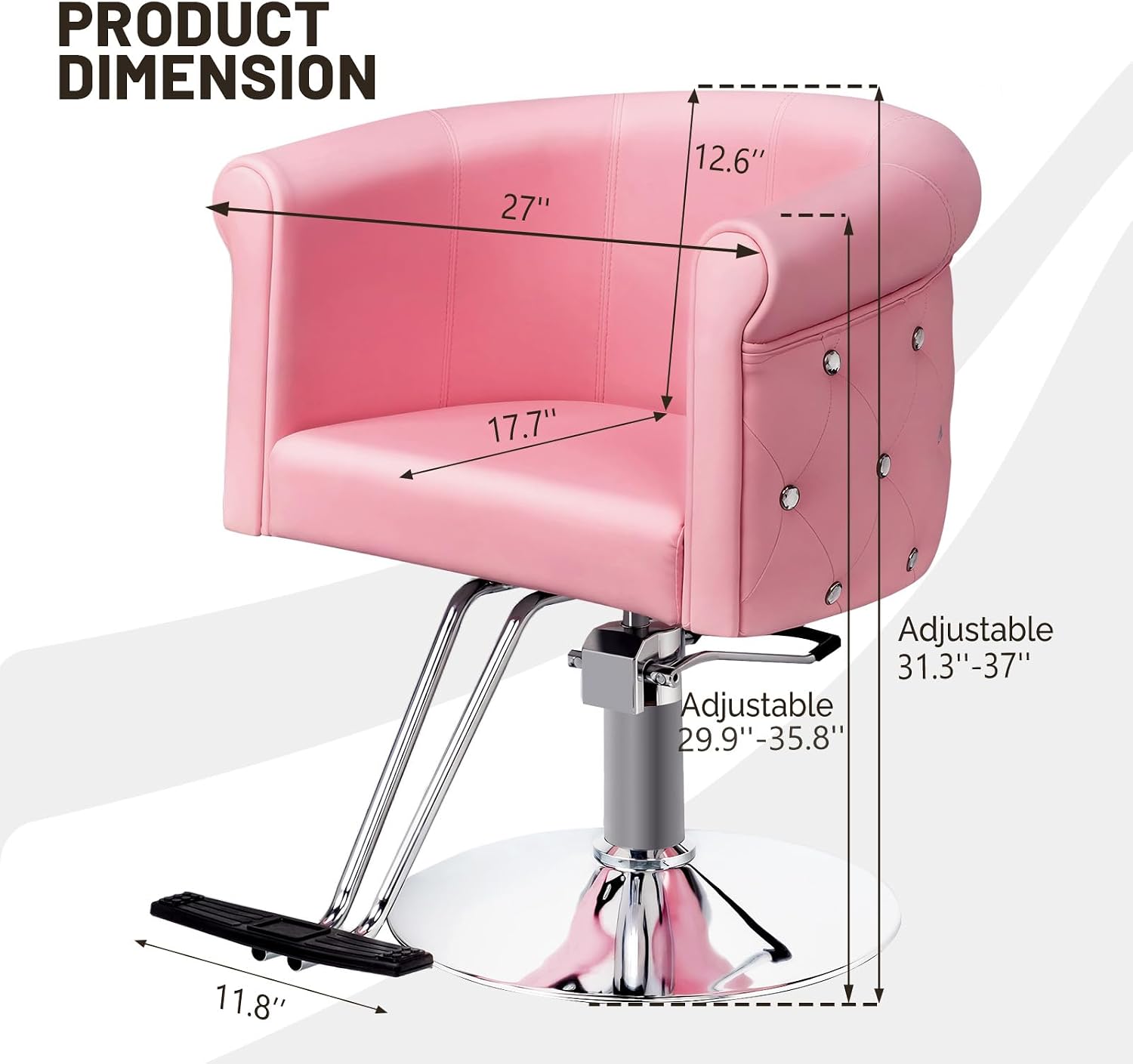 OmySalon Salon Chair for Hair Stylist, Pink Hair Chair with Tufted Back Footrest Hydraulic Pump, for Braiding Cosmetology Beauty Spa Styling