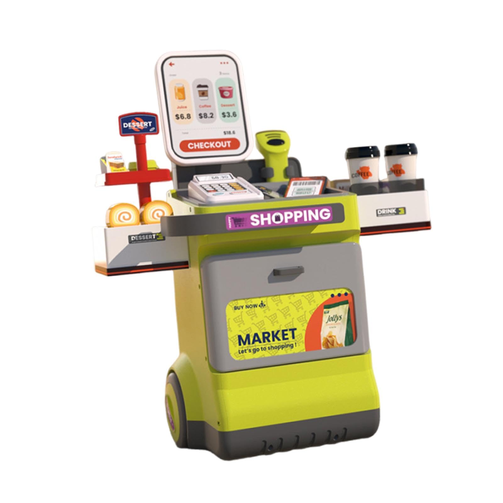 Caja registradora para niños, Juego de simulación, Juego de simulación, coordinación Mano-Ojo, Adorno, Tienda, supermercado, de comestibles, de Comida, Verde