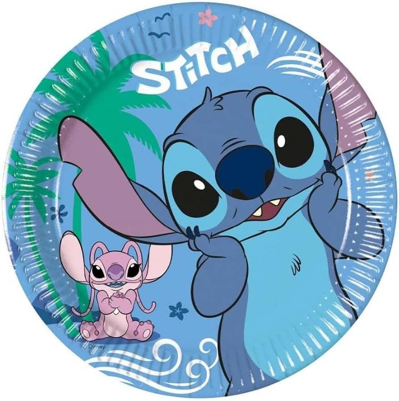 PROCOS Stitch & Angel FSC Paper Plates Next Generation (8pk - 7in / 20cm), Blue