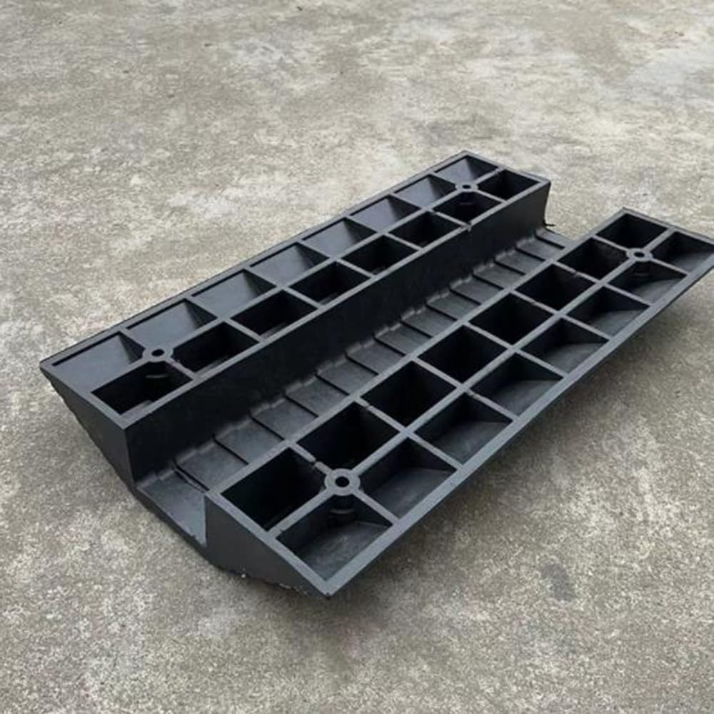 Rampa in gomma per soglie di transizione da 10,2 cm, rampa portatile per ingresso, ad alto carico, scanalatura larga 11,9 cm, nera
