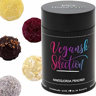 Hallingers Genuss Manufaktur Vegane Pralinen Geschenk Weihnachten – mit & ohne Alkohol, handgemacht aus Premium Edelkakao, edle Geschenkdose "God Jul vegan", Geschenkidee für Frauen, Weihnacht Svenska