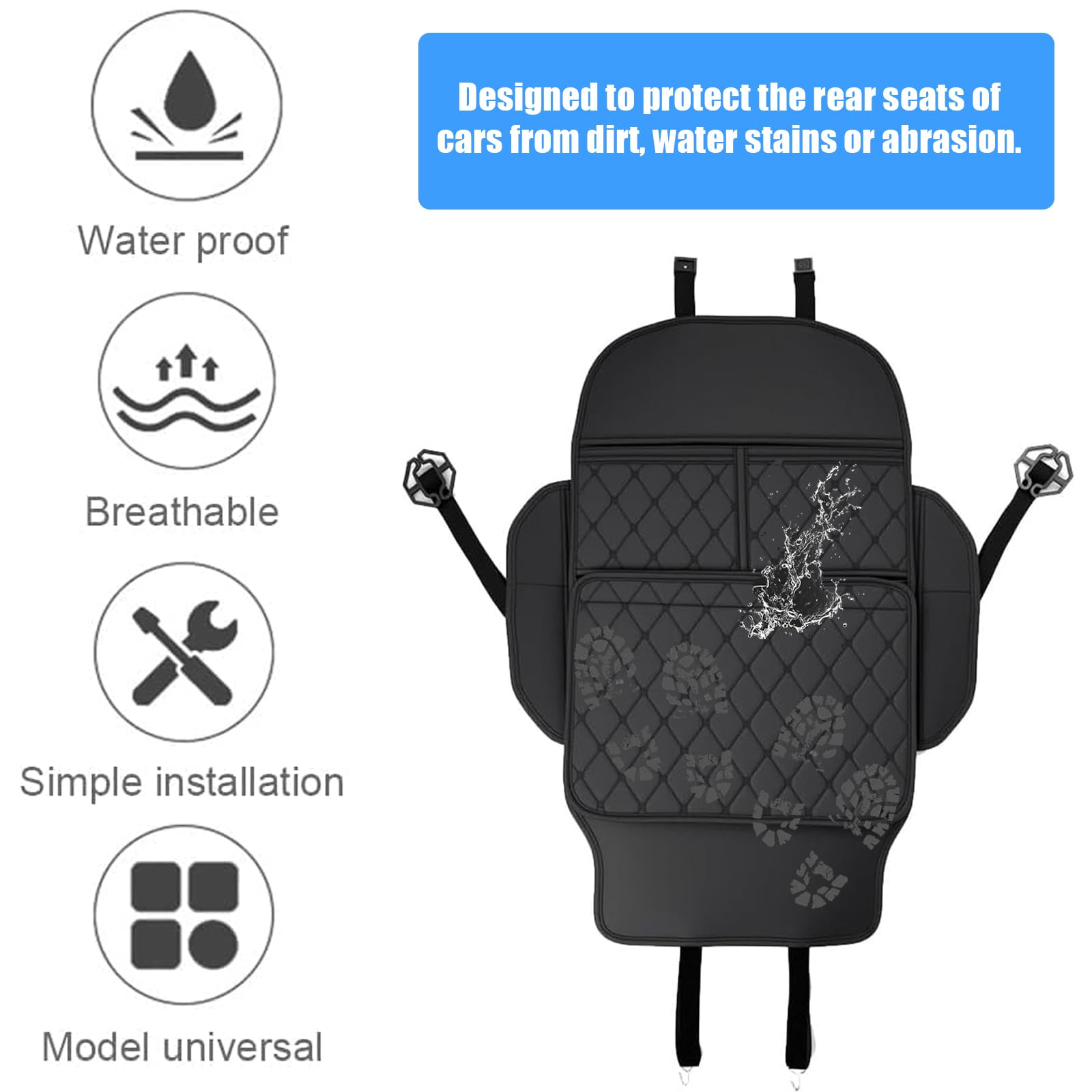 Paquete de 2 protectores negros para respaldo de asiento con