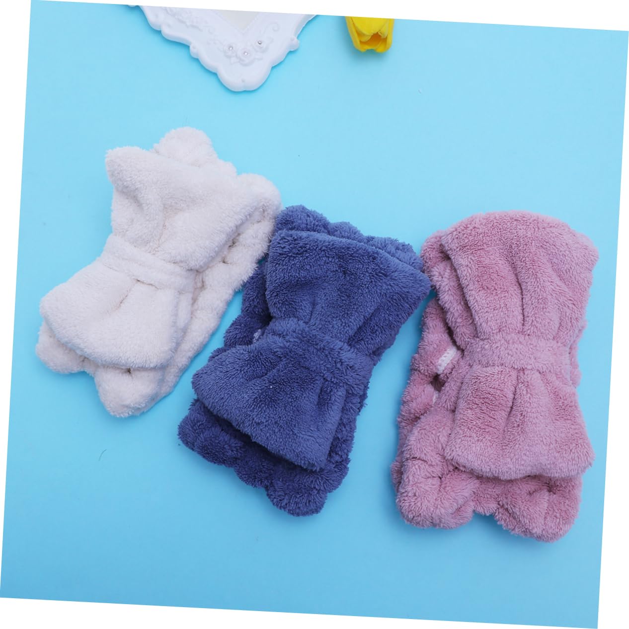 Housoutil 9pezzi Fasce Elastiche Per Microfibra Blu Rosa Bianco Nodo Accessori Per Makeup Sport e Spa Comode e Assorbenti
