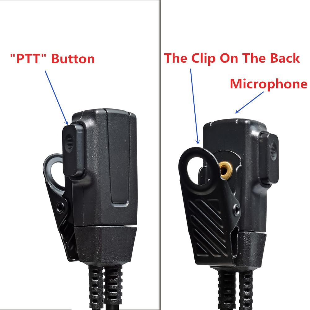 HYS Oreillette Écouteur en Forme de D en Forme de D PPT pour la sécurité de la Police Compatible avec Motorola CP040 CP140 Hytera Midland Radio bidirectionnelle (D10M-10)