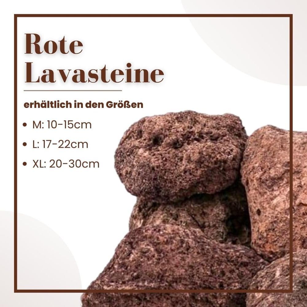 AquaOne Aquarium Steine Rote Lavasteine I Natursteine Lava 15kg Mix Größe M-XL I Aquascaping Gestein für Tank I Lavagestein Dekoration Aquascape Deko