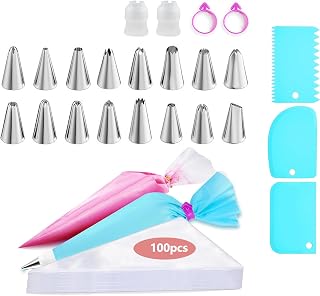 124-Piece Cake Decorating Kit with 16 Piping Tips & 100 Bags