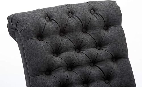 Miniatura 8 de Haobo - Sillas decorativas sin brazos con botón copetudo para sala de estar o sala de recepción (juego de 2) silla de sala de estar, gris