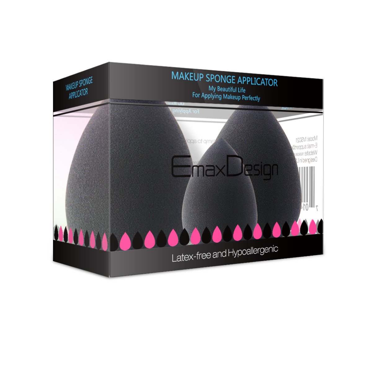 EmaxDesign 3 Pieces Makeup Blender Sponge Set, Foundation Blending Blush Concealer Eye Face Powder Cream Cosmetics Beauty Make up Sponges