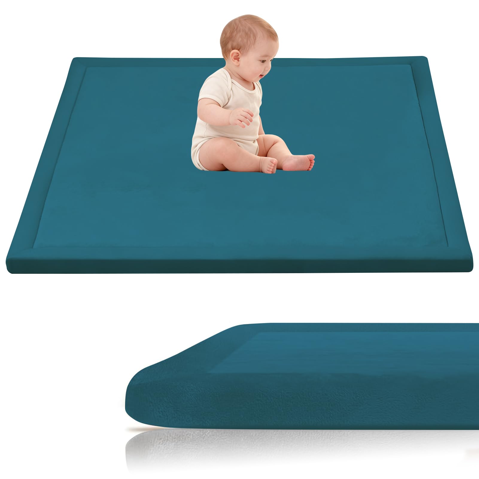 Stqyeiw 3cm Thick Baby Crawling Mat 50 x 150 cm Blue Area Rug Kids Rug Nursery Rug Non Slip Play Crawling Mat for Nursery Baby Rugs Carpets Large Coral Velvet Baby Play Mat