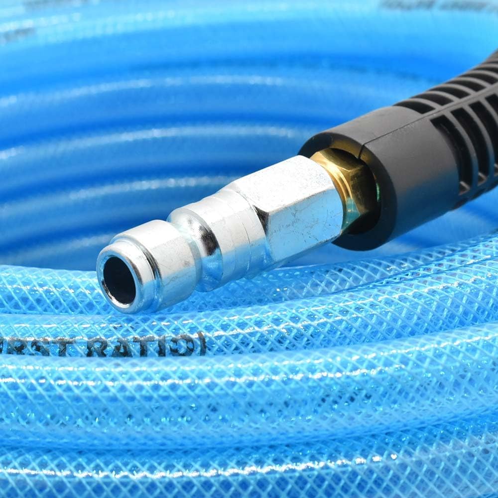 Interstate Pneumatics HU16-100A64 3/8 Inch 100 ft Light Blue Polyurethane Air Hose Kit