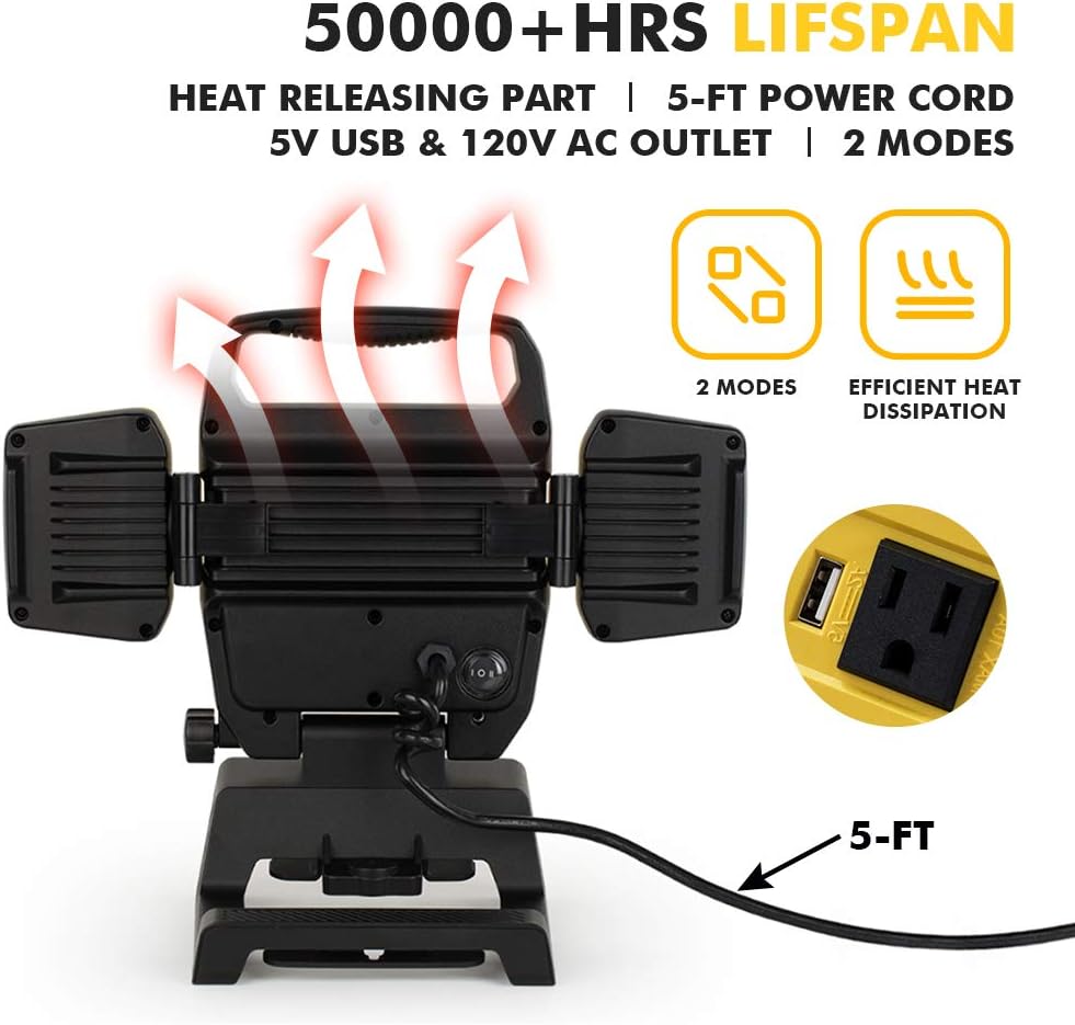 Stanley 5000-Lumen LED Work Light with Stand Provides Ample Lighting with its Long-Lasting Integrated LED 4000K 50W Outdoor Lighting