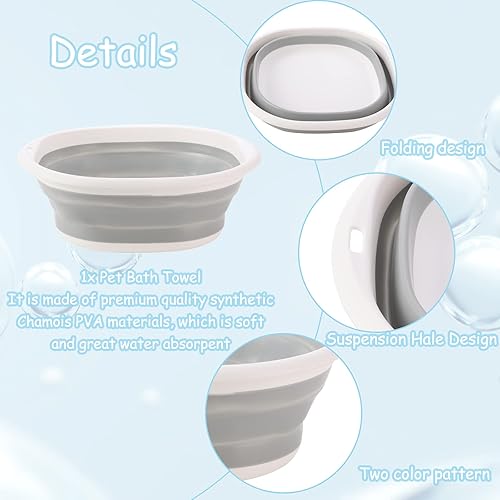 Miniatura 2 de Kit de baño de erizo baño de arena para hámster baño de animales pequeños 1 bañera plegable 2 cepillos de baño de erizo con 1 cortauñas de los pies