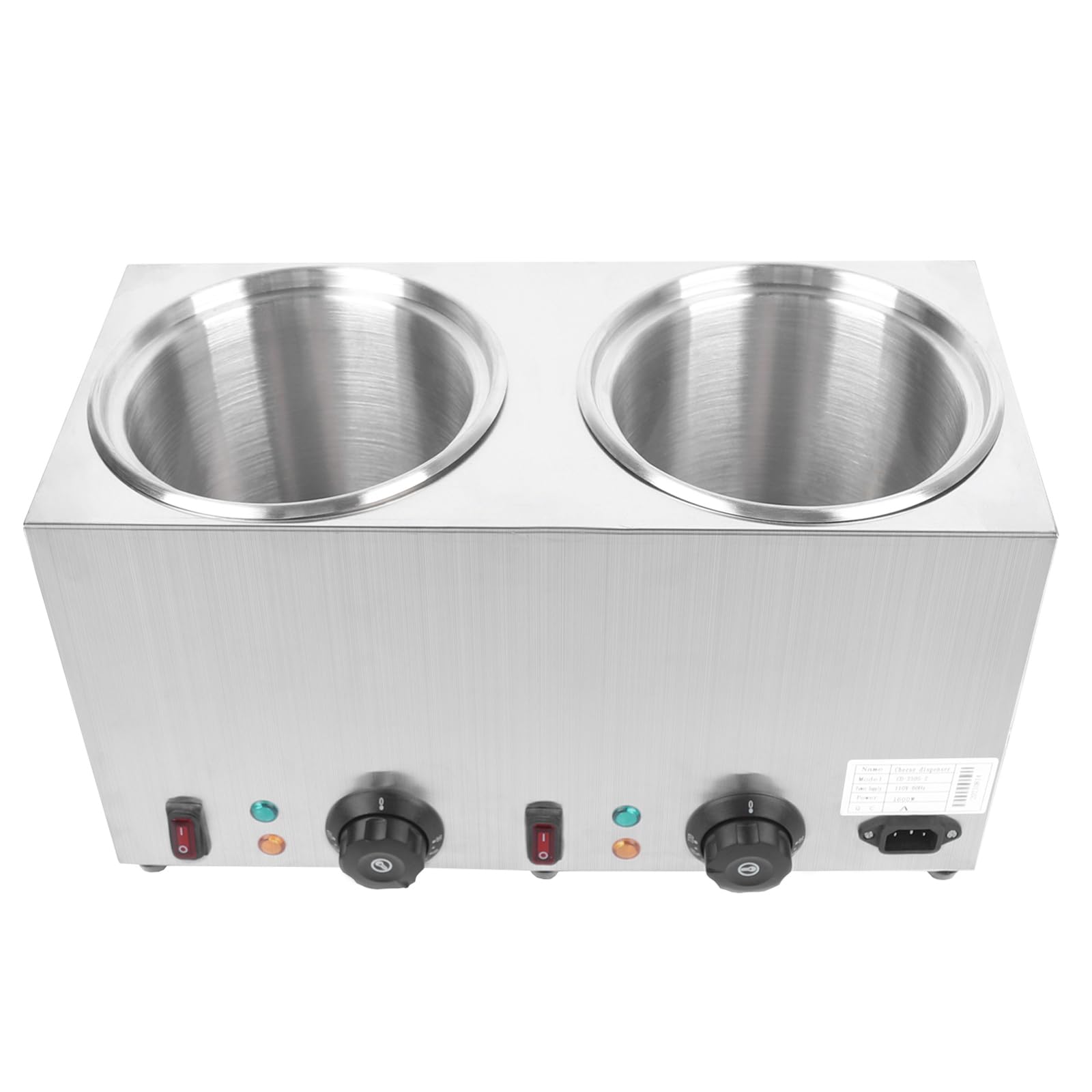 Double Cheese Dispenser with Pump, Cheese Electric Warmer Sauce Dispenser, 2.64 Quart Dual Head Sauce Warmer for Warming Cheese, Hot Fudge, Caramel