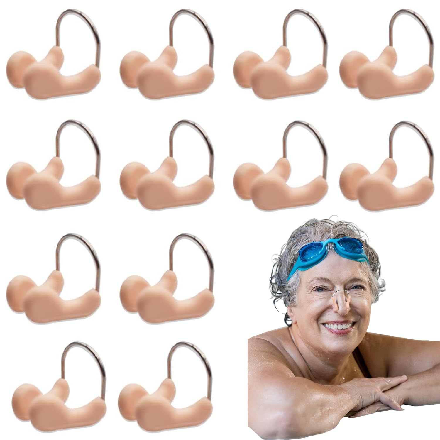Esshogo 12 Pieces Swimming Nose Clip Waterproof Comfortable Silicone Swimming Pool Nose Clip with Soft Padding for Swimming Training Protection for Adults and Children Comfortable