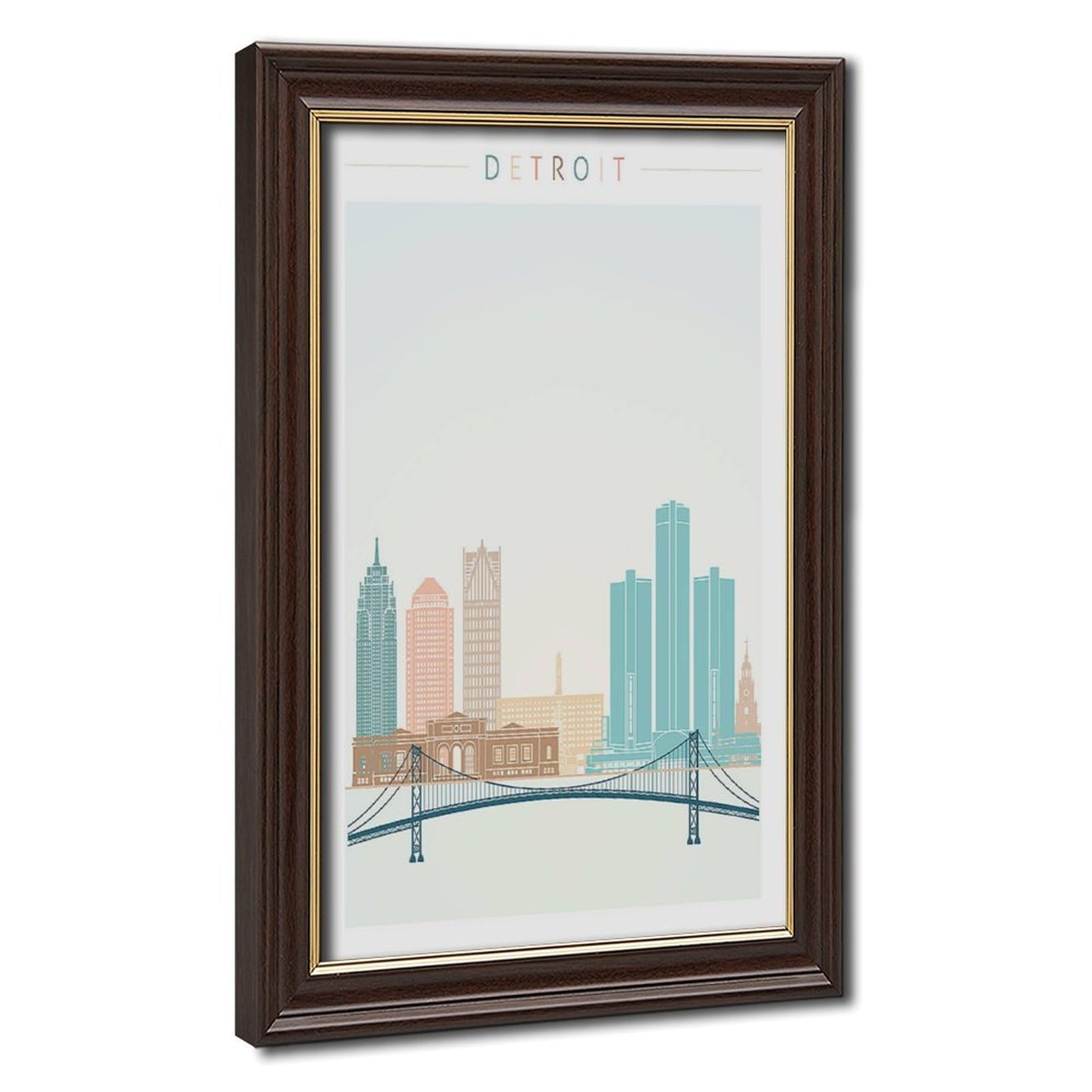 Bareronor Detroit Skyline Poster Canvas Poster Bedroom Decor Landscape Office Room Decor Gift 20" L X 30" W