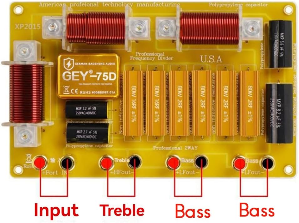 Audio Divider Crossover Two Way Divider Double 15 Inch 12 Inch Performance High Sound Protect Stage High & Low Speaker