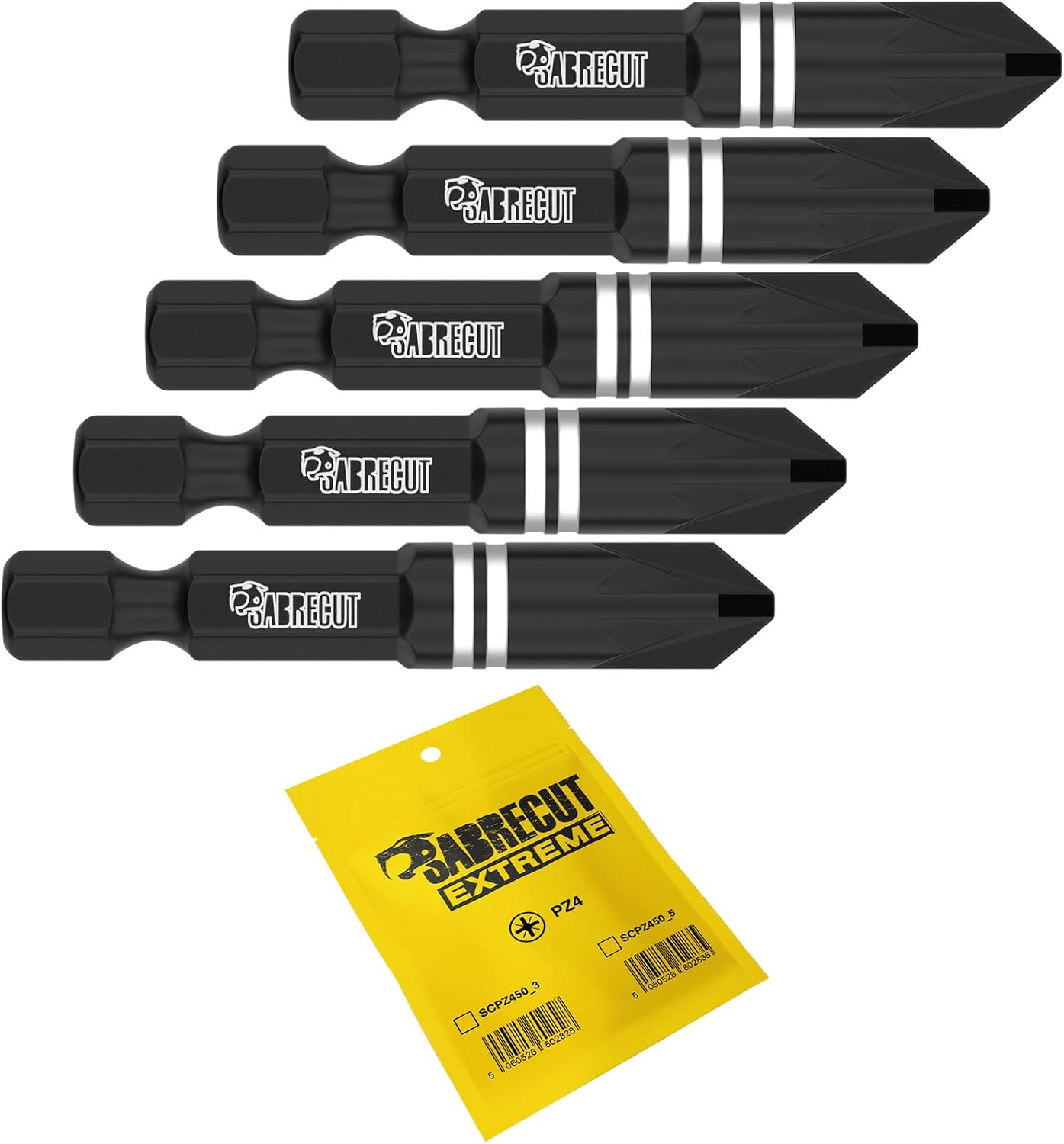 5 x SabreCut SCPZ450_5 50mm PZ4 Impact Screwdriver Driver Bits Set ...