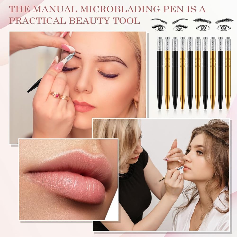 50 Stück Microblading-Stifte, Manuelle Augenbrauenstifte, Microblading-Zubehör, Aluminium-Microblading-Handwerkzeuge für Kosmetika B