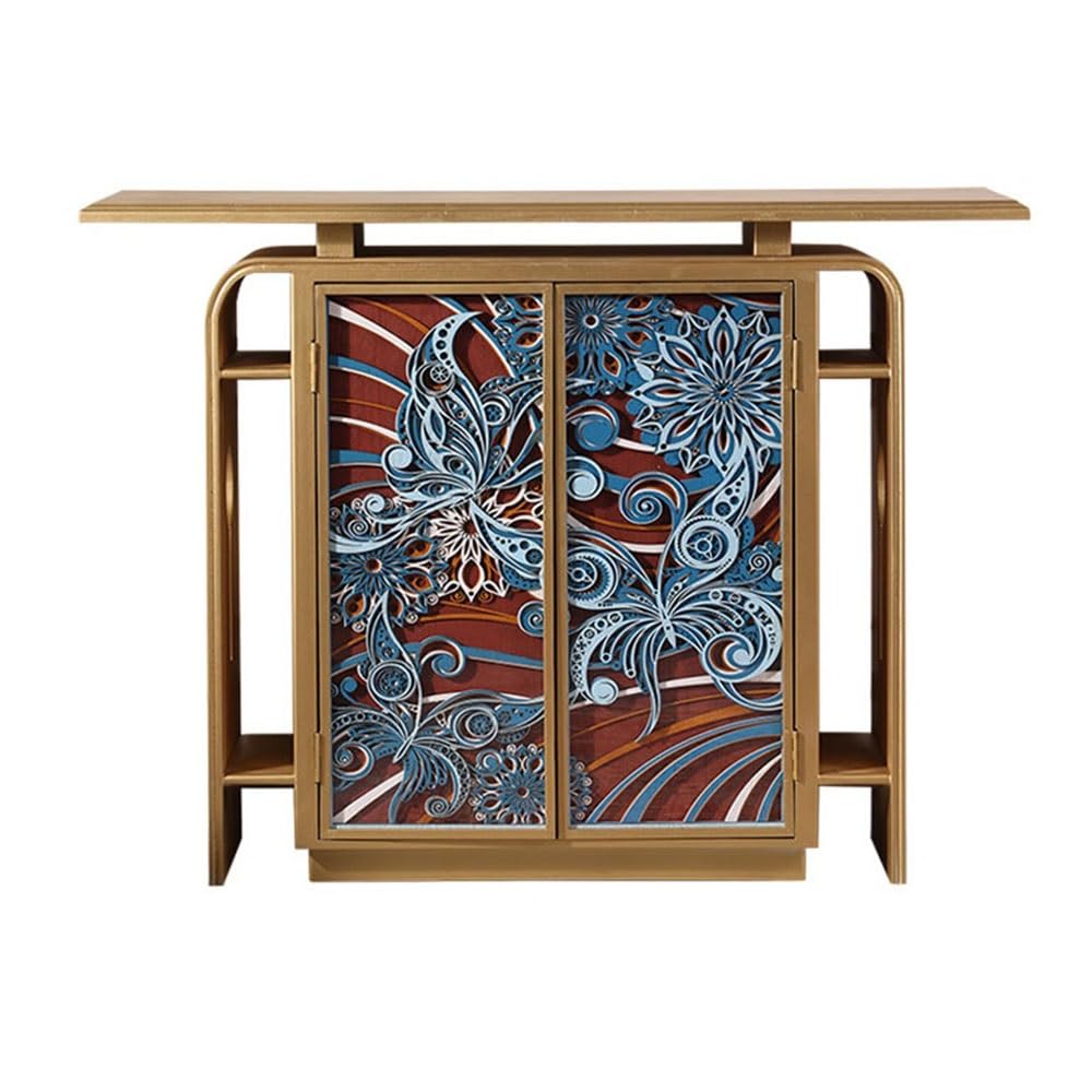 Mobiletto for ingresso, credenza contenitore, mobiletto decorativo vintage, consolle buffet a 2 ante for cucina, sala da pranzo, soggiorno, corridoio Consola per Ingresso(Gold)