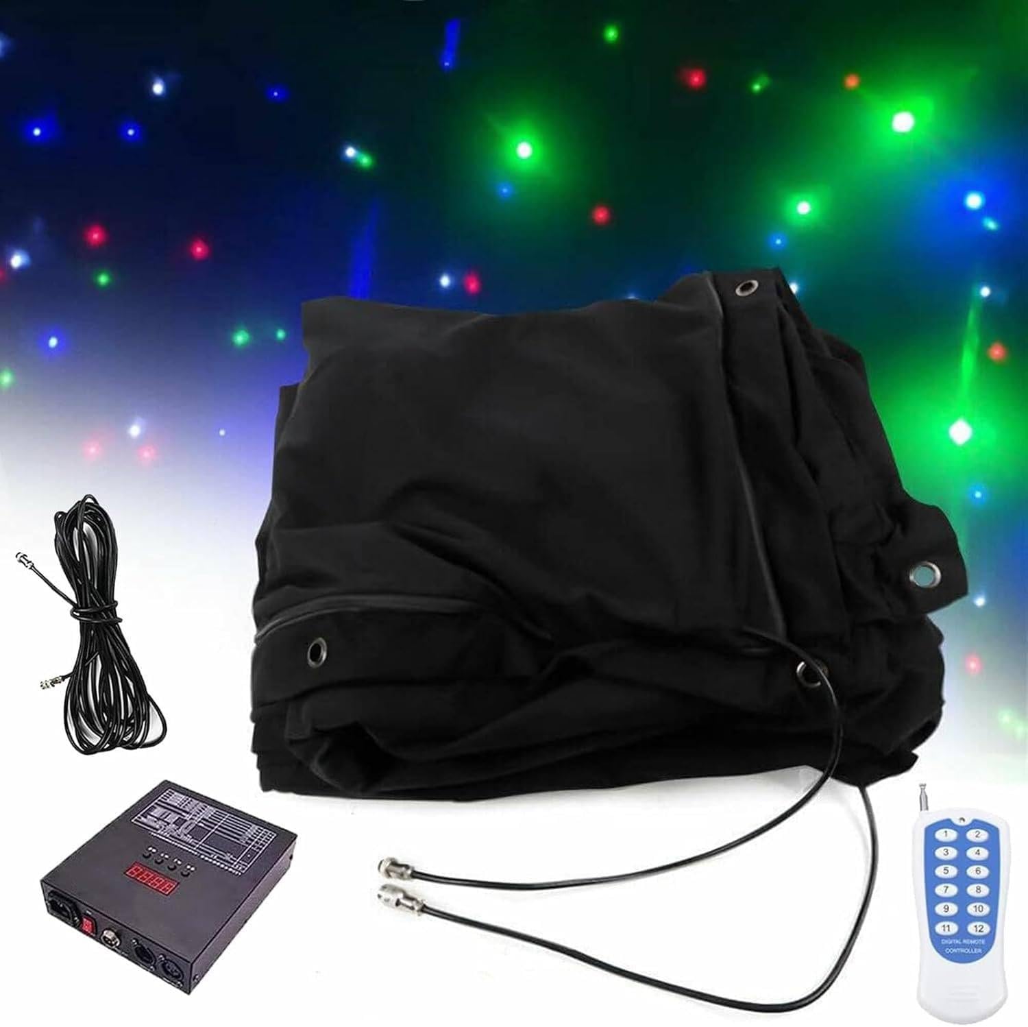Rideau de toile de fond en forme d'étoiles étoilées LED avec contrôleur, tissu pliable pour fête de Noël, mariage, spectacle, décoration de club, 4 x 5 m