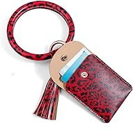 Vista 7 de MoreChioce - Llavero con diseño de leopardo y tarjetero universal de piel sintética monedero llavero color rojo