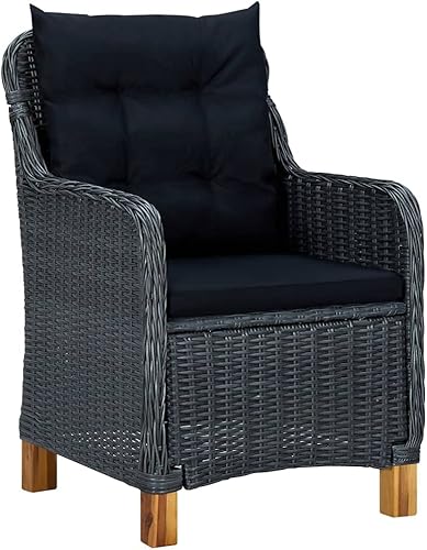 Miniatura 3 de Patio Chairs with Cushions 2 pcs Poly Rattan Dark Gray Dinning Room Lawn Sillas para Comedor Dining Table Chairs for Beach Courtyard Picnic Study