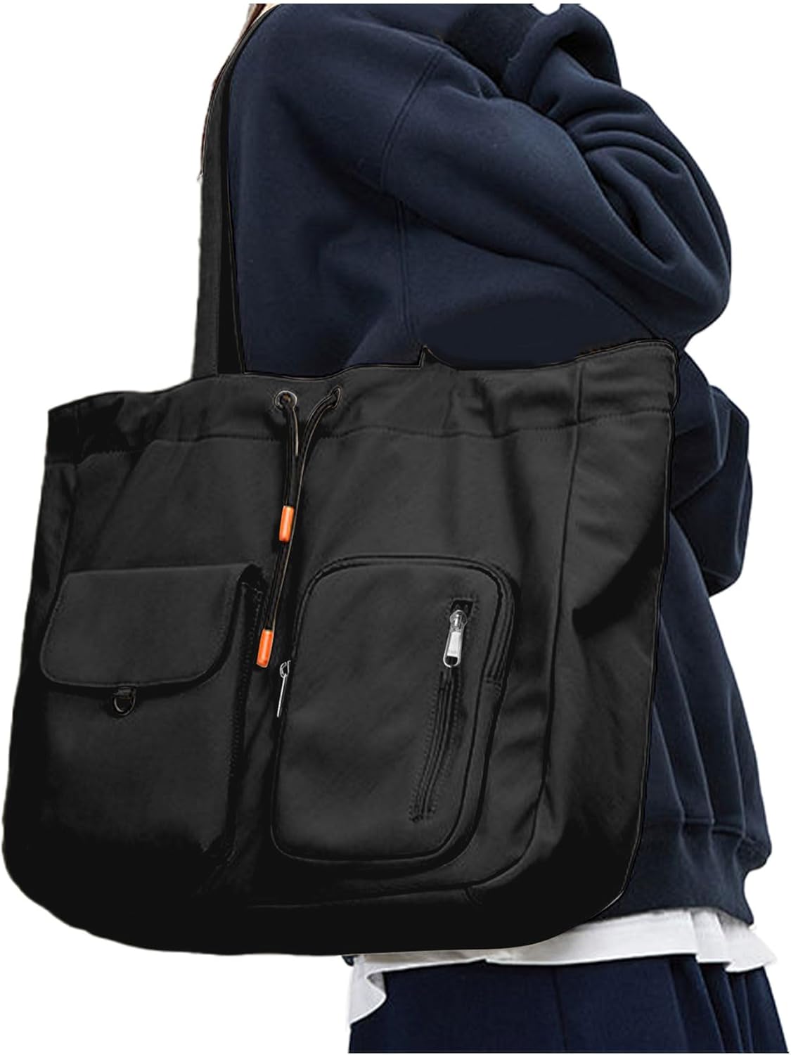 BJLFS Tote Bags for Women with Toiletry Bag Sets Carry on bag Handbag Waterproof Casual Travel Beach Bag Crossbody Bag for Gym Work Travel School Shopping Black