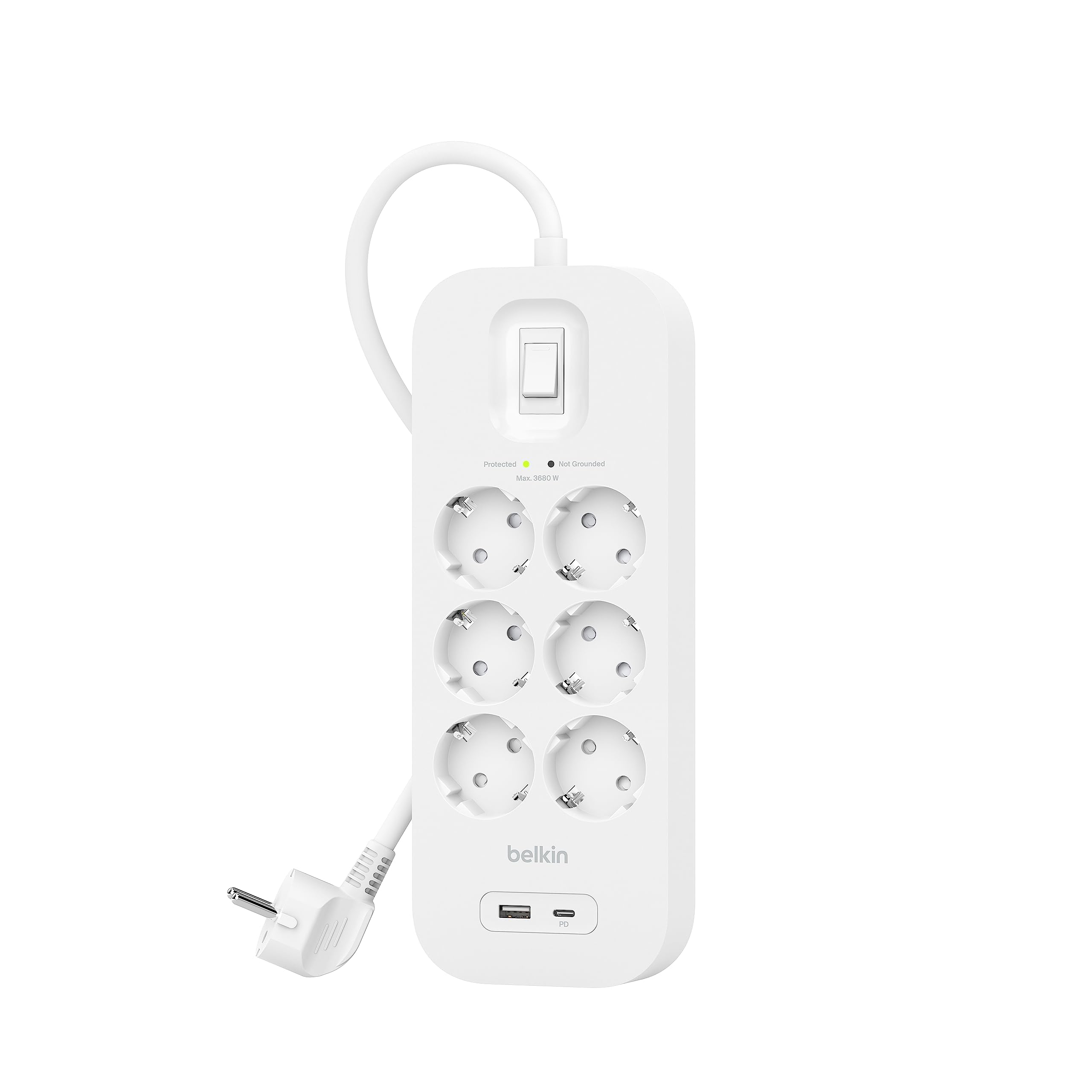 Belkin Surge Protection 6 Outlet 2 Meter Usb C Wit Belkin Surge Protection 6 Outlet 2 Meter Usb C Wit