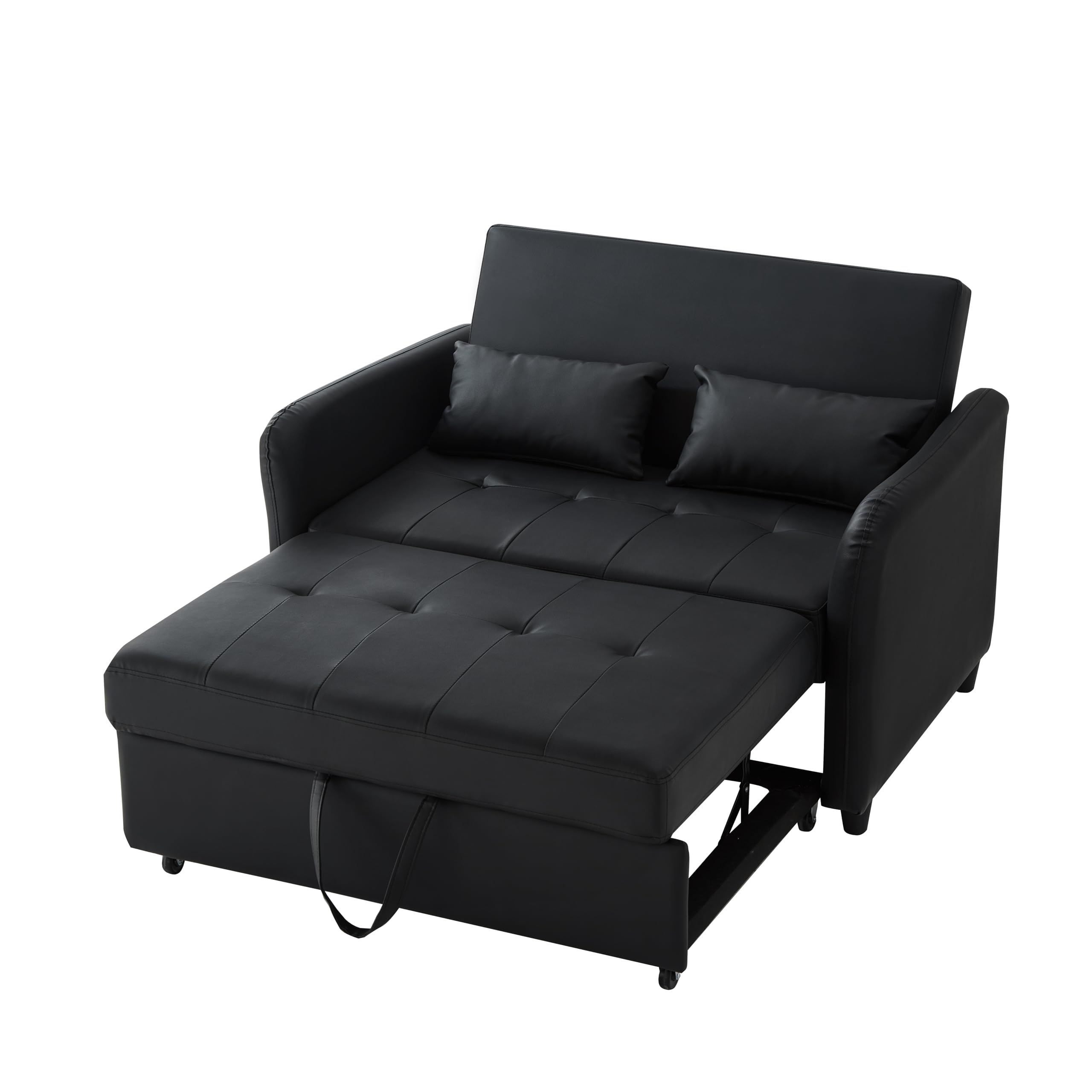 Zepneiy Canapé Convertible 2 Places avec Dossier réglable sur 3 Niveaux, Canapé Lit Noir pour Salon Villa