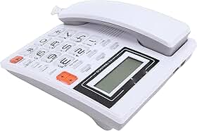 Telefone Fixo Com Fio, Tela de 16 Dígitos, Identificação de Chamadas, Data e Hora, Botões Grandes, Telefone, Flash Re Dial, Viva-voz, Com Função, Ideal para Uso Doméstico e Empresarial