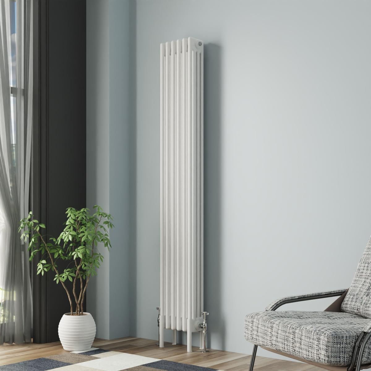Nrg White Traditional Cast Iron Radiator Four Column 1800X290mm Gloss Interior Designer Bathroom Radiators