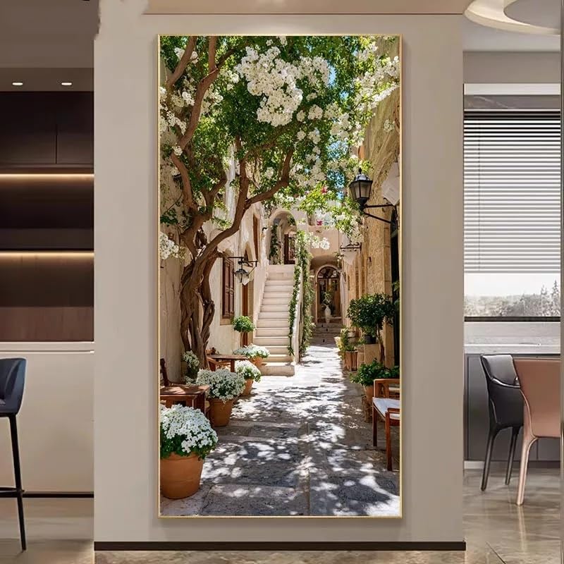 Tableau moderne sur toile salon avec fleurs blanches 80x160cm