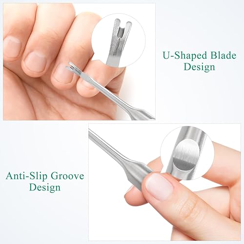 Miniatura 3 de COHEALI 2 unids cutícula tenedor recortador de cutículas de acero inoxidable removedor de cutícula muerta eliminación de piel muerta tenedor