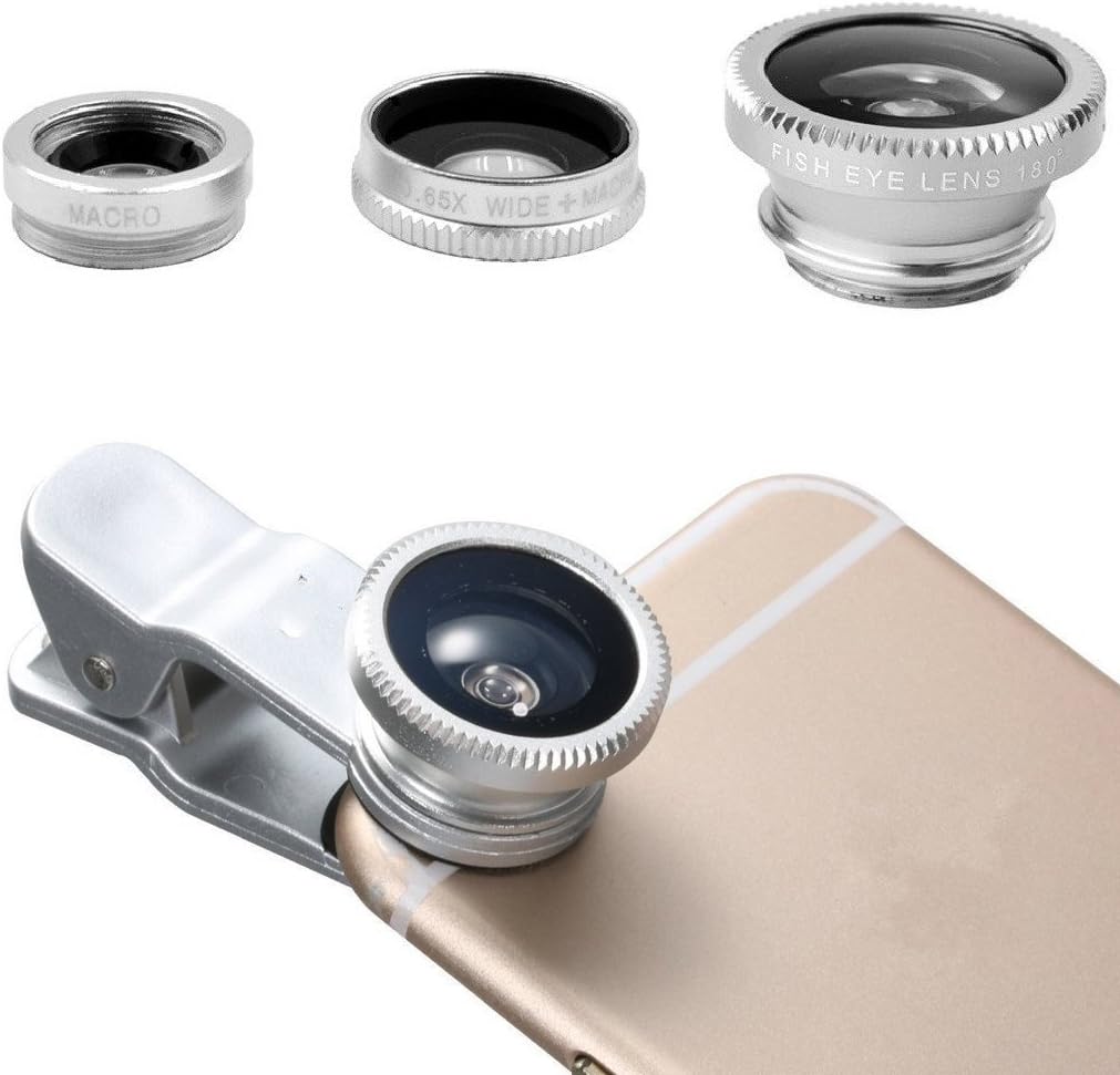 3 in 1 Camera Lens Kit Clip-On 180 Degree Supreme Fisheye + 0.65X Wide Angle + 10X Macro Lens for For iPhone 6S 5S 4S Samsung Galaxy HTC Android and All Other Smartphones