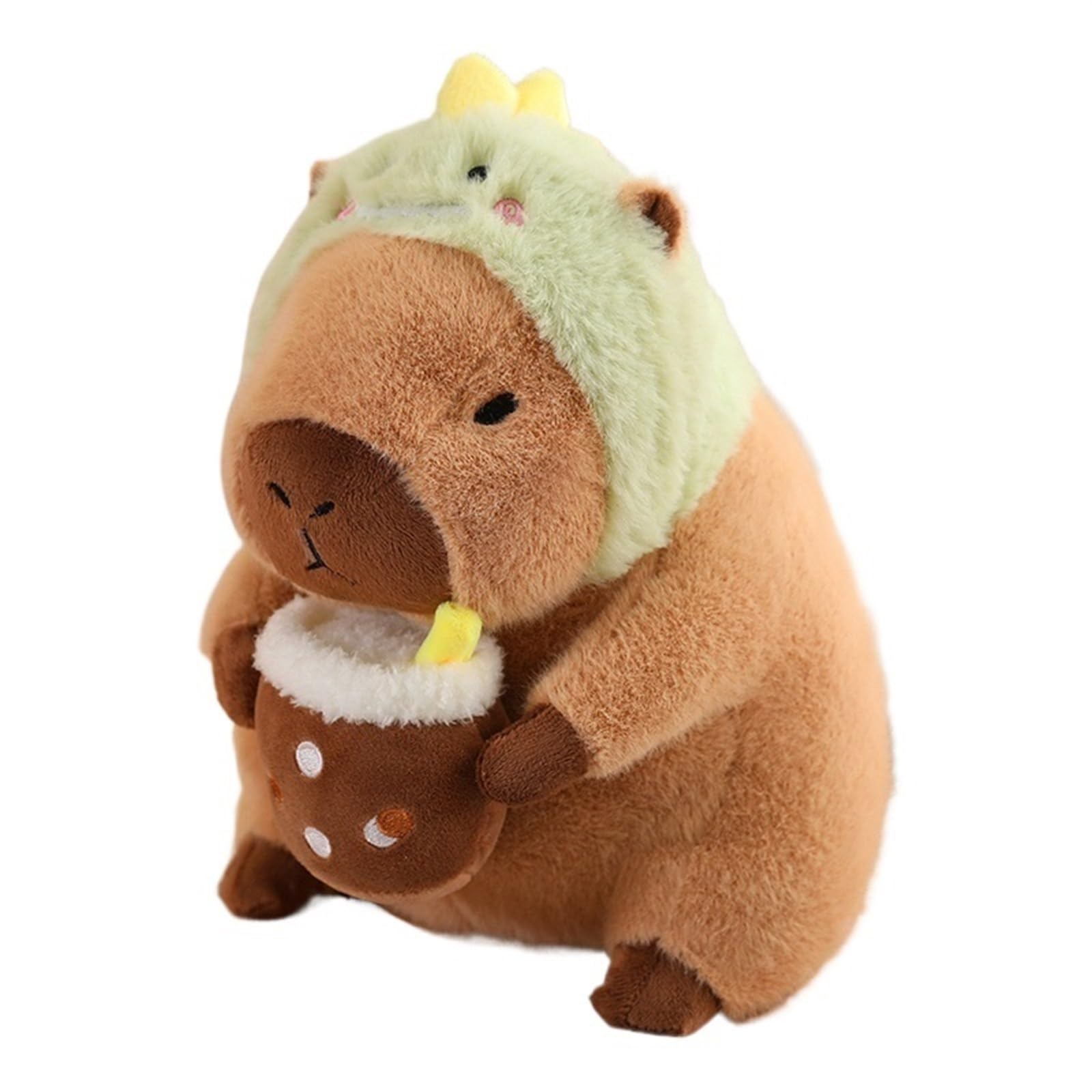 TOPLITHE Cute Capybara Plush Toy, Simulated Animal Plush Pillow Kawaii Capybara Plushie With Wearable Toast Headdress Gifts for Kids Girls Boys(Dinosaur)