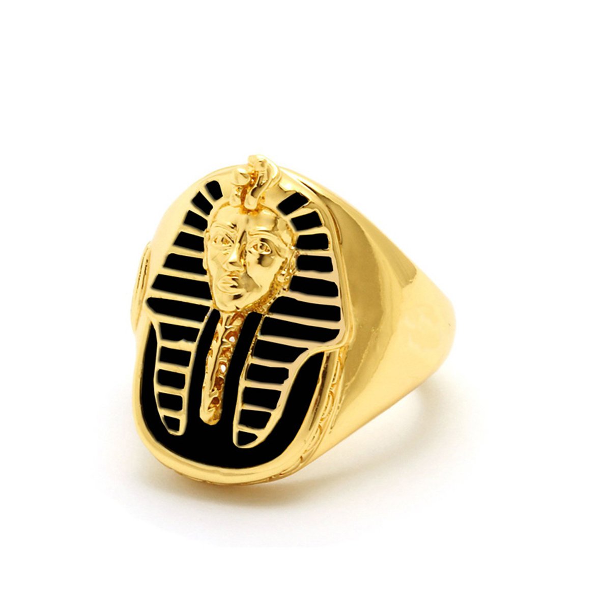WWorMM Jewelry Ring Gold Stainless Steel Egyptian Pharaoh Lion Head Men's Classics Ring