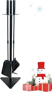 Tomersun 23-Inch 4-Piece Fireplace Tool Set with Stand, Poker, Shovel & Broom - Compact Indoor Fire Tools