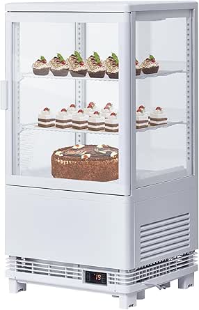 IDEALHOUSE 2.0 Cu.Ft. Countertop Bakery Display Refrigerator with LED Lighting, Rear Sliding Door, Air-Cooling, and Automatic Defrost