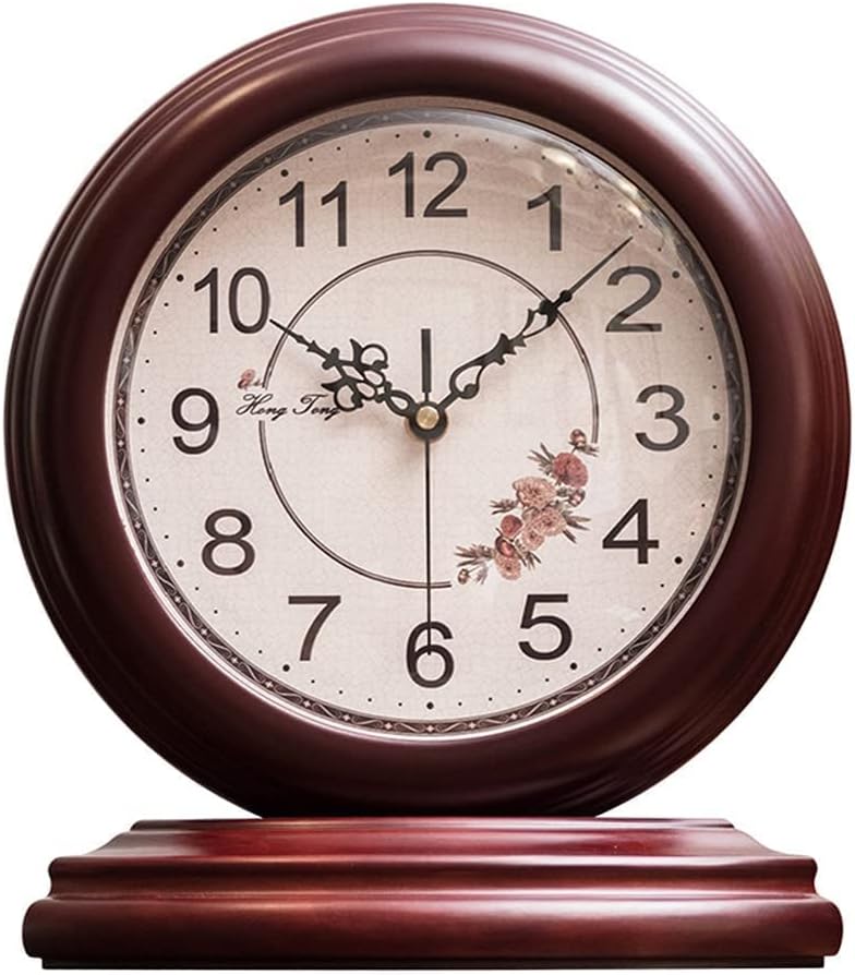 Mantel Clock Retro Analog Alarm Clock/Tabletop Clock Silent Decoration Mantel Clock Battery Collection Living Room Fireplace Office Kitchen Desk Shelf Design for House Decoration