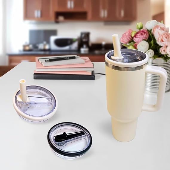 2'li Paket Stanley Kapak Değiştirme 1,134 g, Sızdırmaz ve Açılır Hasır Kapaklı, Stanley Bardak Aksesuarları, Stanley Quencher H2.0 için 1,134 g Bardak (Yalnızca), BPA İçermez (Beyaz)