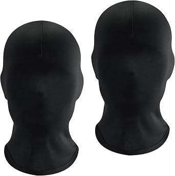 2 Pcs Black Full Face Mask - Halloween Mask Breathable,Cover Spandex Morph Mask Hood Skin Friendly,Black Masks Halloween Faceless for Party Costume Unisex Men Adult Women